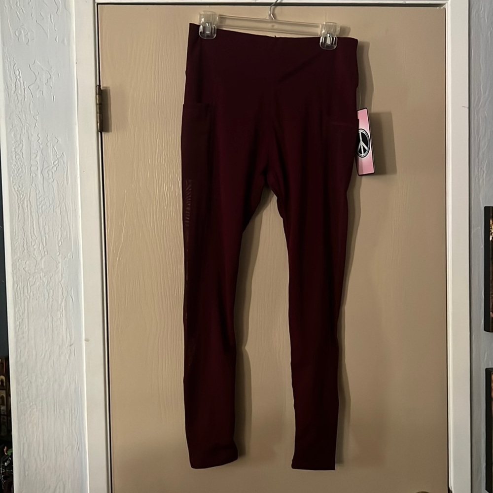 Burgundy and mesh athletic pants